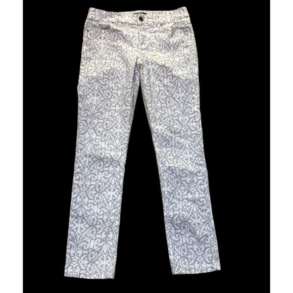 White House Black Market Pants - White House Black Pants Womens 2R Paisley Slim Ankle Fit Rhinestones Bling